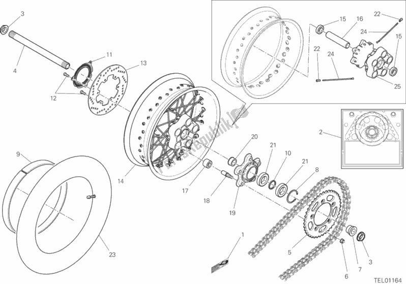 Todas as partes de Roda Traseira do Ducati Scrambler 1100 Special 2019